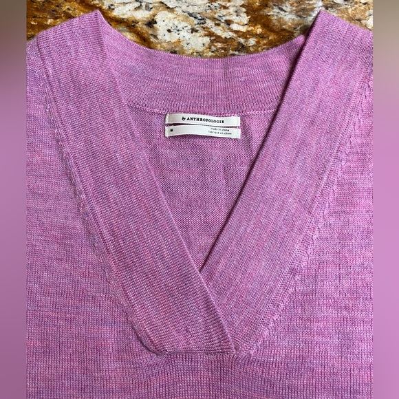 NWOT Anthropologie Araminta 100% Merino Wool V Neck Oversized Purple Pink - Picture 4 of 6